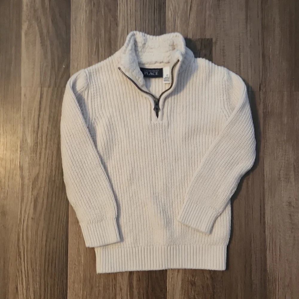 The Children's Place Ivory Zip Sweater Size 4/5